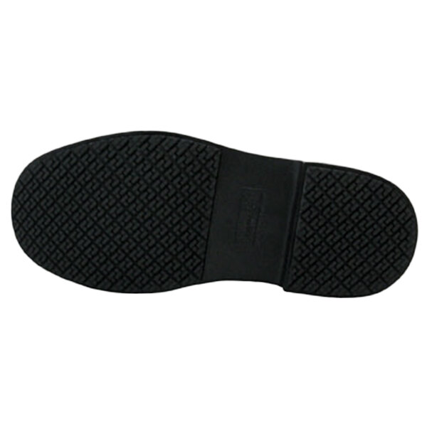 The black rubber sole of a Genuine Grip Men's Oxford shoe.