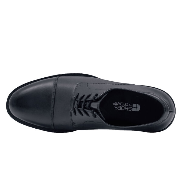 Shoes For Crews Senator men's black leather derby shoe with laces.