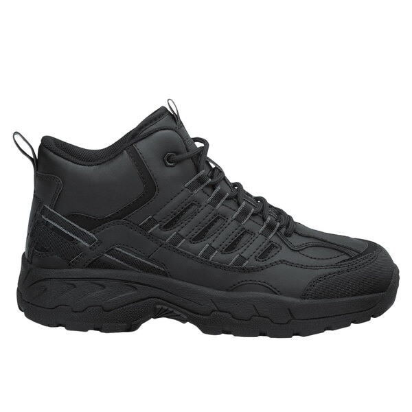 A black SR Max women's non-slip hiker boot with laces.