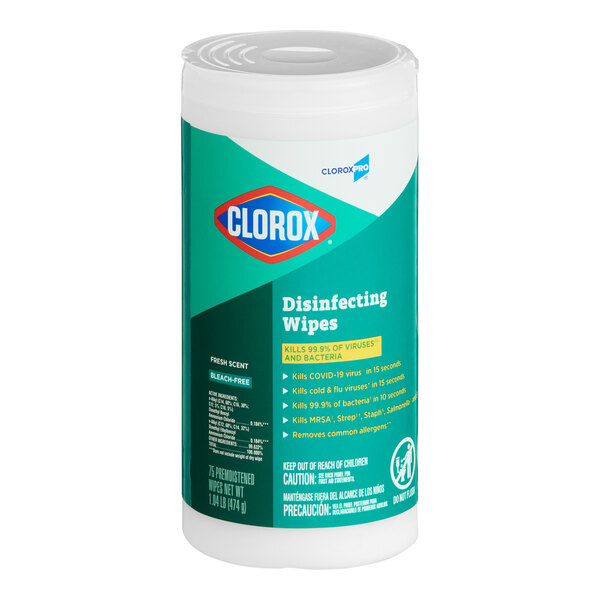 A container of Clorox disinfecting wipes.
