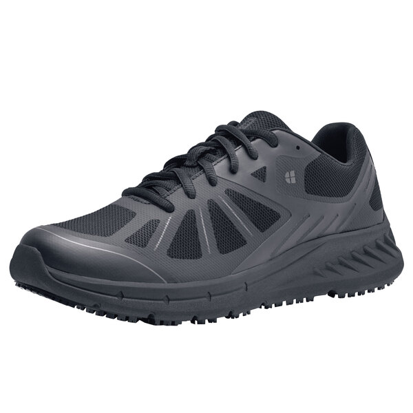 Shoes For Crews Endurance II men's black athletic shoe with a black sole on a white background.
