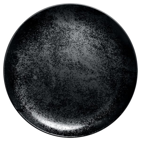 a black plate with specks