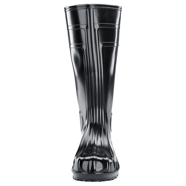 A black Shoes For Crews Guardian IV work boot with a black sole.