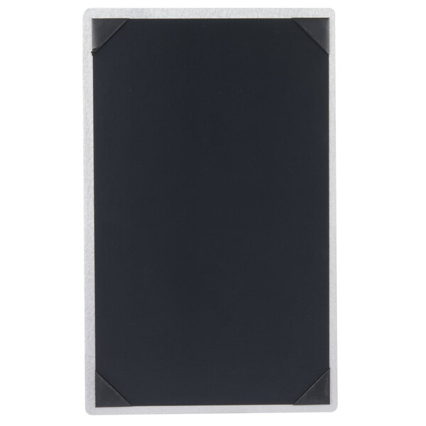 A black rectangular menu board with a silver border.