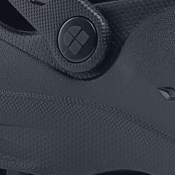 The black sole of a Shoes For Crews casual shoe.