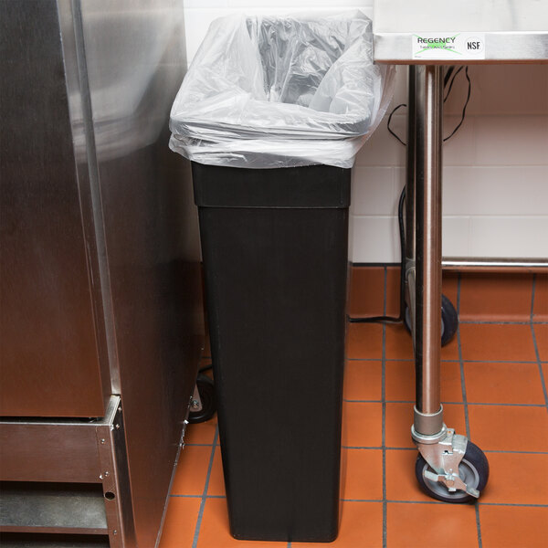 Restaurantware Clean 23 Gallon Trash Can, 1 Slim Trash Bin - Large, Commerical, Black Plastic Waste Basket, Heavy-Duty