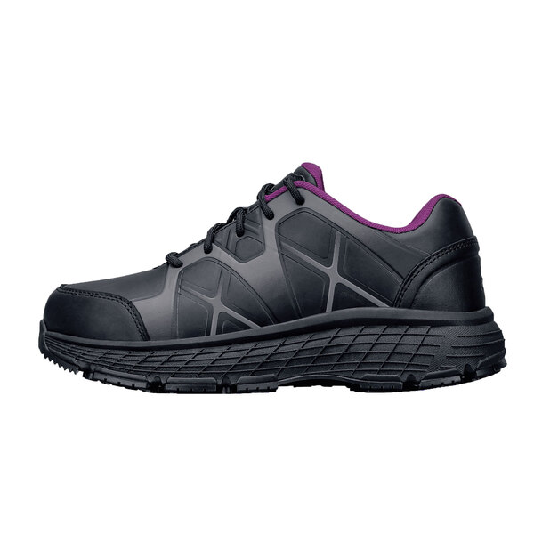 A black ACE women's water-resistant athletic shoe with an aluminum toe.