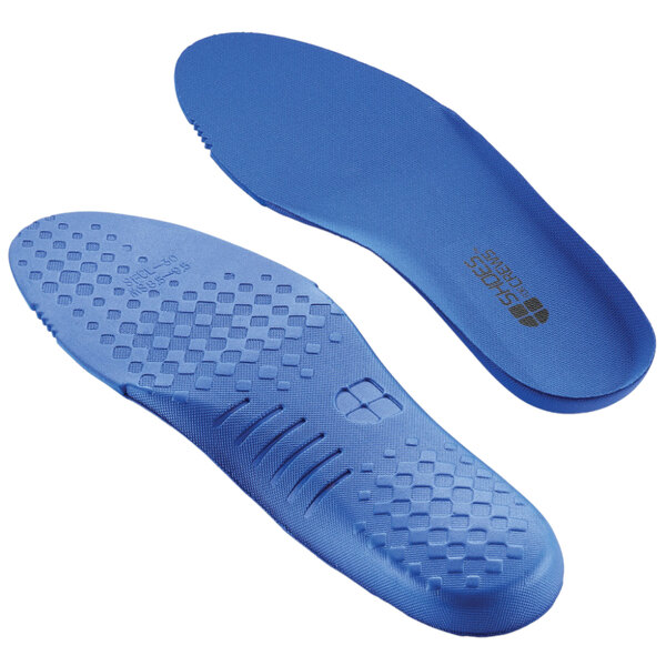 a close-up of a blue shoe insole