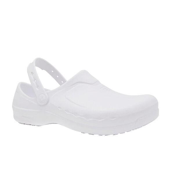 A white Shoes for Crews clogger shoe.
