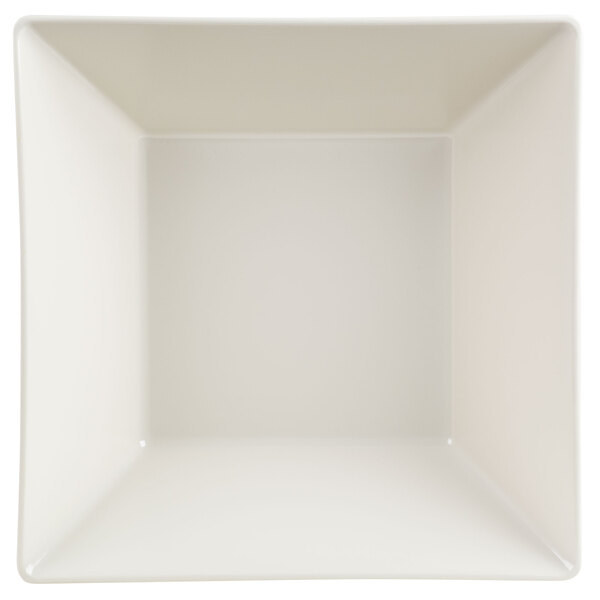 A white square GET Keywest melamine bowl with a square center.