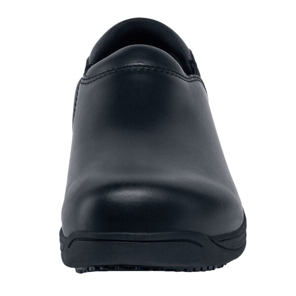 A black leather MOZO casual shoe with a rubber sole.