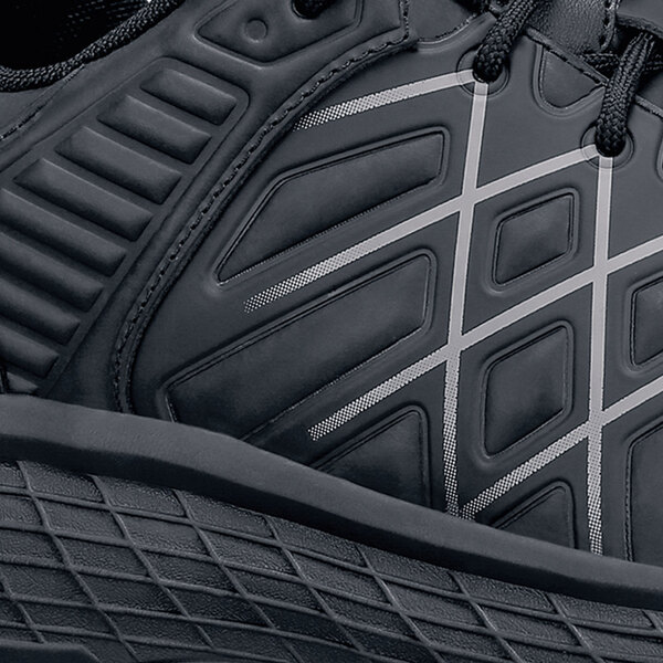 A close up of a black ACE Trident III men's athletic shoe.