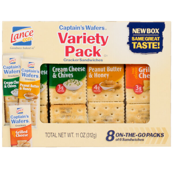 Lance Captain's Wafers Sandwich Crackers 8 Count Variety Pack