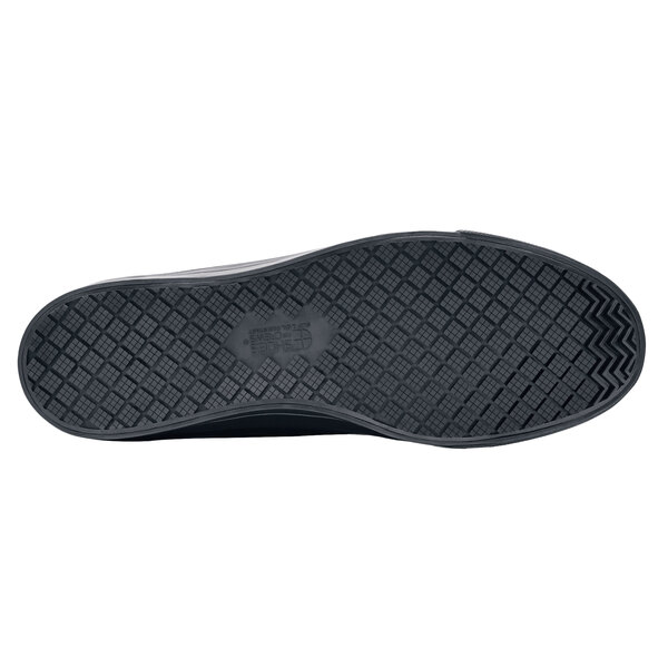 A black Shoes For Crews Delray non-slip casual shoe sole.