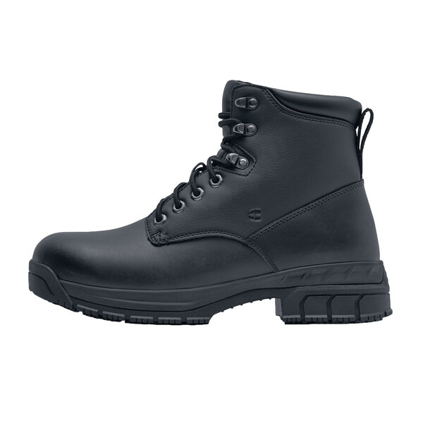 Shoes For Crews Rowan men's black work boot with laces.