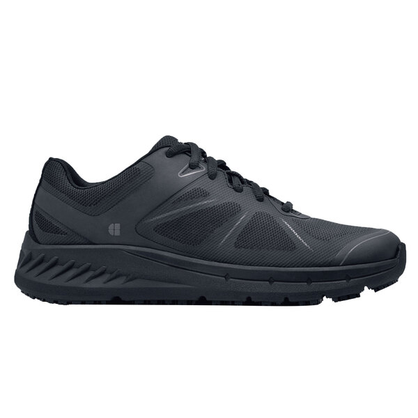 A close-up of a black Shoes For Crews Vitality II women's athletic shoe.