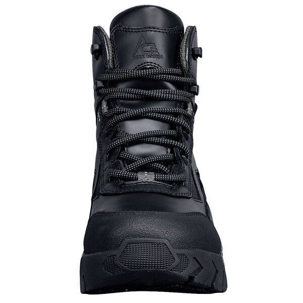 a close-up of a black shoe