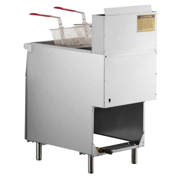 A MainStreet Equipment stainless steel floor fryer with two baskets.