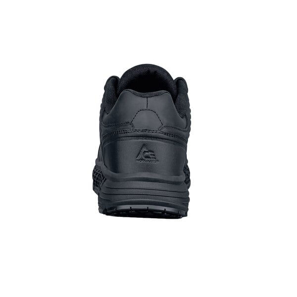 The bottom of a black ACE Trident III men's water-resistant athletic shoe with a black sole.