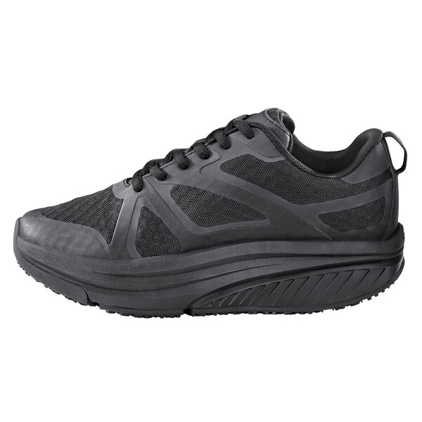 A black Shoes For Crews Energy II women's athletic shoe.