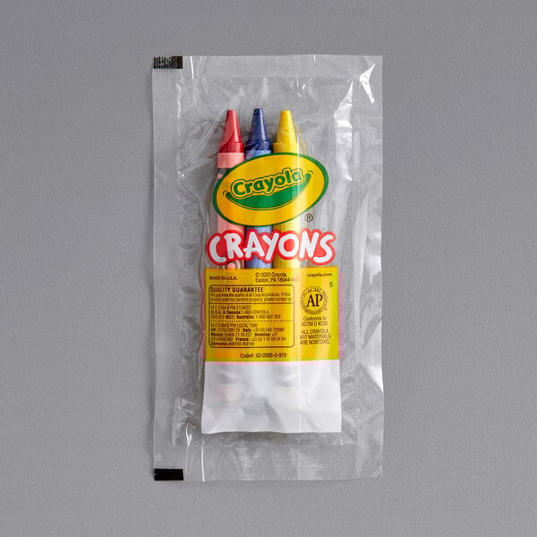 A package of Crayola Classic assorted crayons in cello wrap.