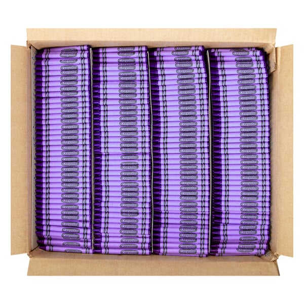 A box of Crayola Classic Violet crayons.