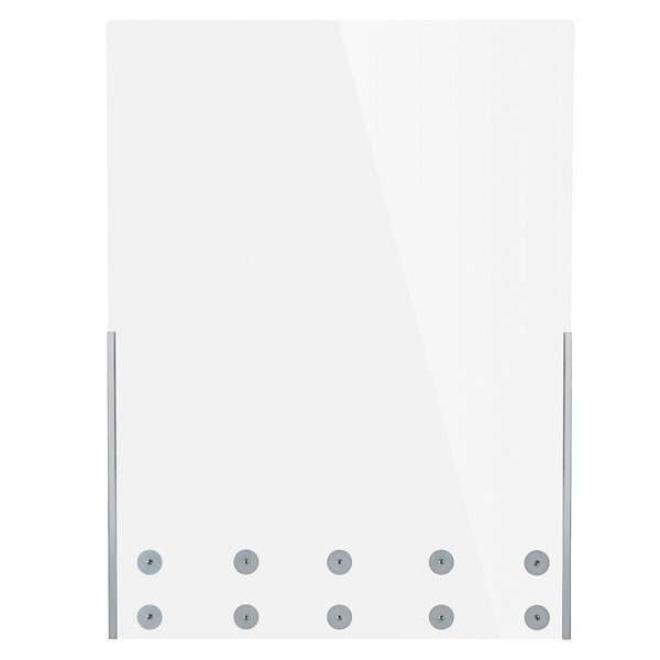 A clear rectangular Bon Chef safety shield mounted on a white surface.