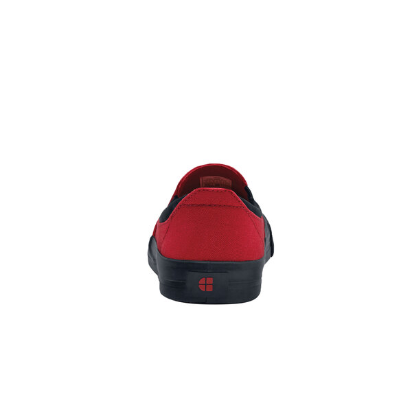 red canvas slip on shoes