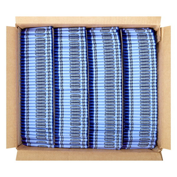 A box of Crayola Classic Blue crayons.