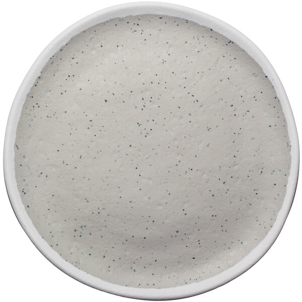 A grey coupe plate with white specks.