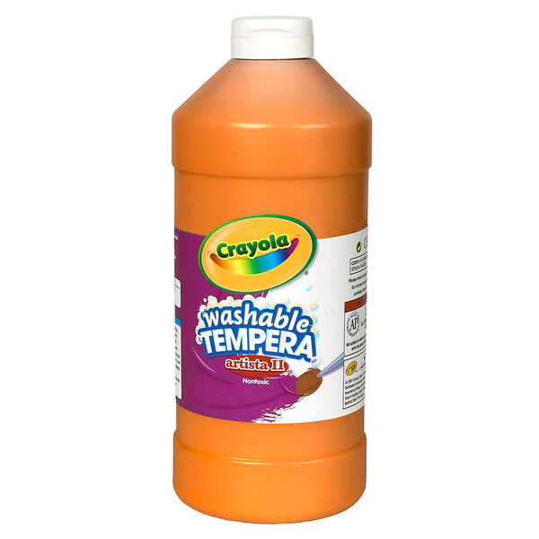 A bottle of Crayola Artista II Orange Washable Tempera Paint.