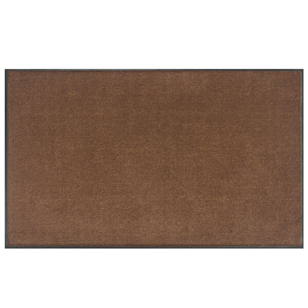 A light brown rectangular entrance mat with a black border.