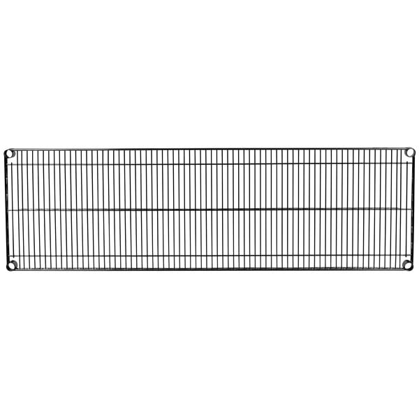 A black metal grid shelf from Metro Super Erecta.