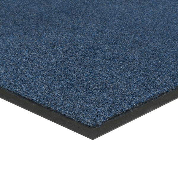 A blue Lavex Olefin entrance mat with a black border.