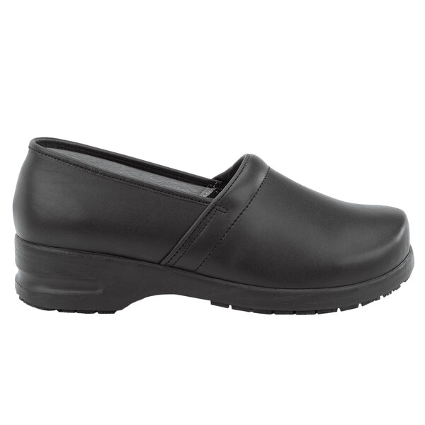 A pair of black SR Max women's slip on shoes with a thin sole.