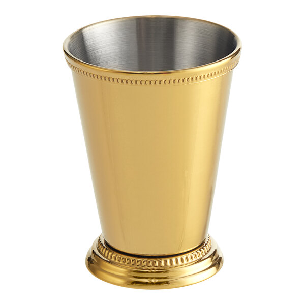 Barfly® M37032GD 12 oz. Gold-Plated Mint Julep Cup with Beaded Trim