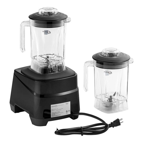 A commercial blender with keypad control, adjustable speed, and two 48 oz. Tritan containers.