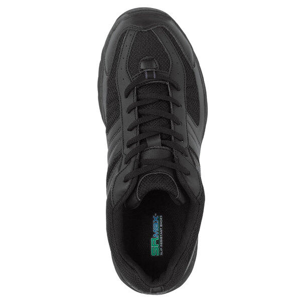 a close-up of a black shoe