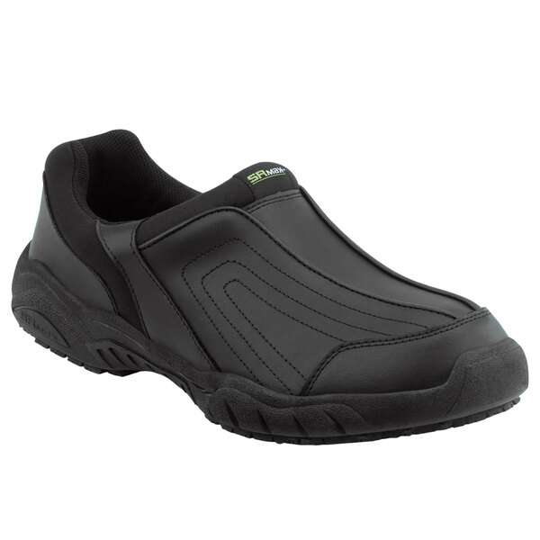 A pair of black SR Max women's slip-resistant casual shoes.