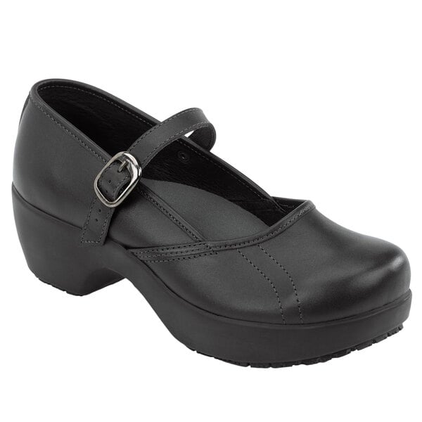 A black leather SR Max Vienna women's shoe with buckles.