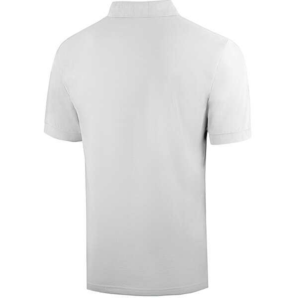 A white Henry Segal polo shirt with a collar and 3 wood buttons.