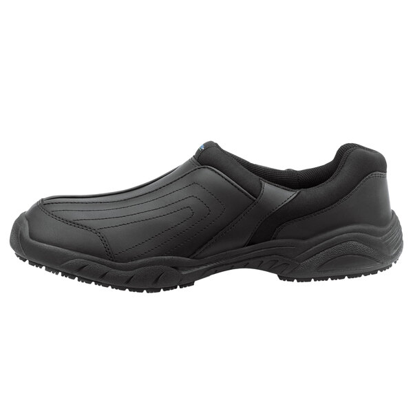 A pair of black SR Max women's slip on shoes with a rubber sole.