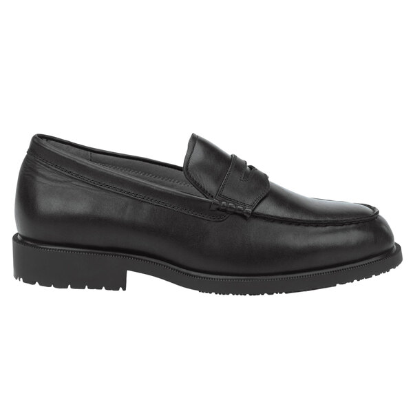 A black SR Max penny loafer with a rubber sole.