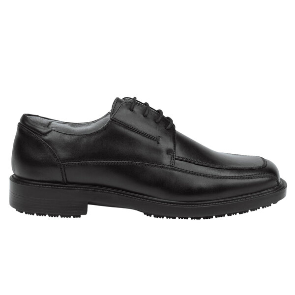 A black SR Max men's oxford dress shoe with laces.