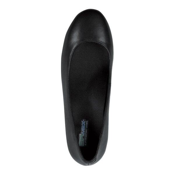 A black women's non-slip pump dress shoe in size 11 with a soft toe and medium width.