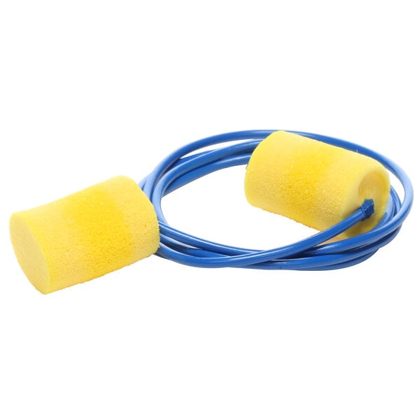 a yellow sponge and blue wire