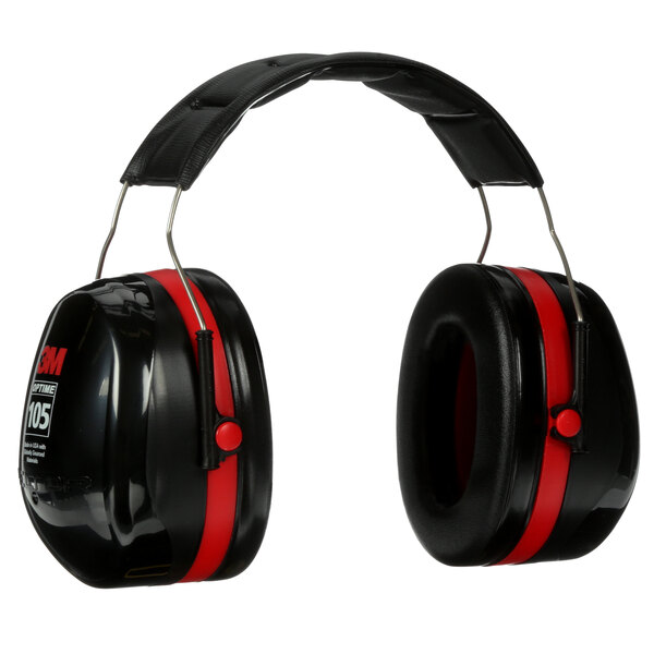 3M H10A PELTOR™ Optime™ 105 Black Red Over-the-Head Earmuffs