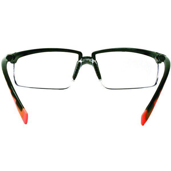 3M Privo safety glasses with black and red frames.