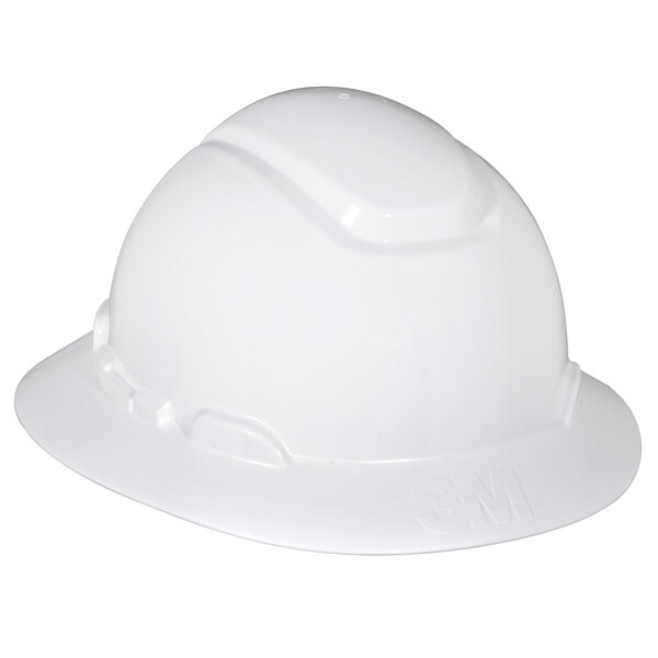 a white hard hat with a logo on it