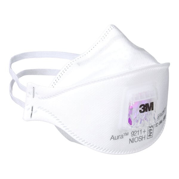 3M 9211+ Aura™ N95 Particulate Respirator with Cool Flow Valve - 10/Pack